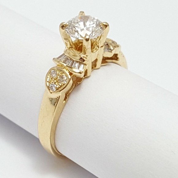 Exquisite 18K Karat Solid Yellow Gold Solitaire Diamond Wedding Engagement Ring - Picture 5 of 12